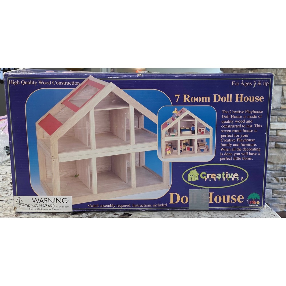 VTG RARE FIND 1998 Eco Friendly Retro Playtime 7 Room Wooden Doll House